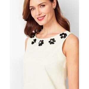 Talbots RSVP White Ivory  Sleeveless Top Embellished Shell  Elegant-8